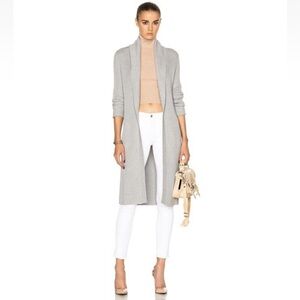 AG Adriano Goldschmied Open Longline Cashmere Blend Cardigan Grey Small $385
